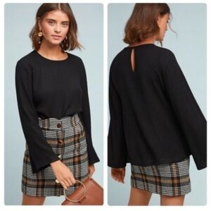 Cloth & Stone Anthropologie bell-sleeved blouse sz S